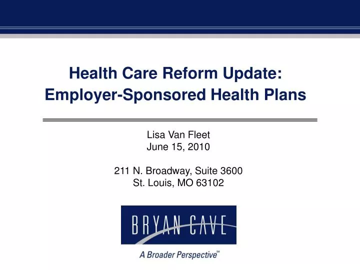 health care reform update employer sponsored health plans
