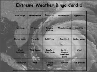 Extreme Weather Bingo Card 1