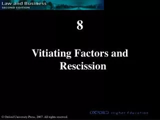 Vitiating Factors and Rescission