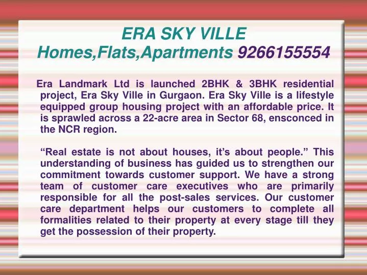 era sky ville homes flats apartments 9266155554