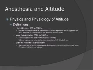 Anesthesia and Altitude