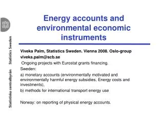 Energy accounts and environmental economic instruments