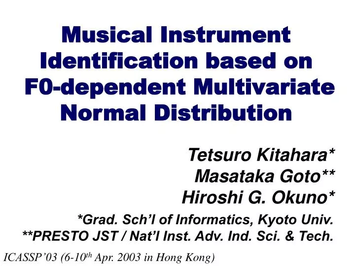 musical instrument identification based on f0 dependent multivariate normal distribution