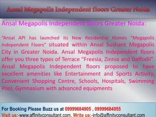 Ansal Greater Noida - Independent Floors * @ +91 9999684905