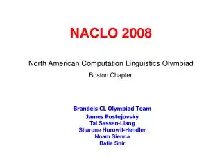 NACLO 2008