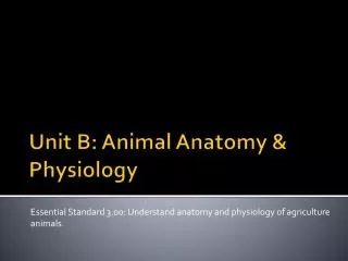 Unit B: Animal Anatomy &amp; Physiology