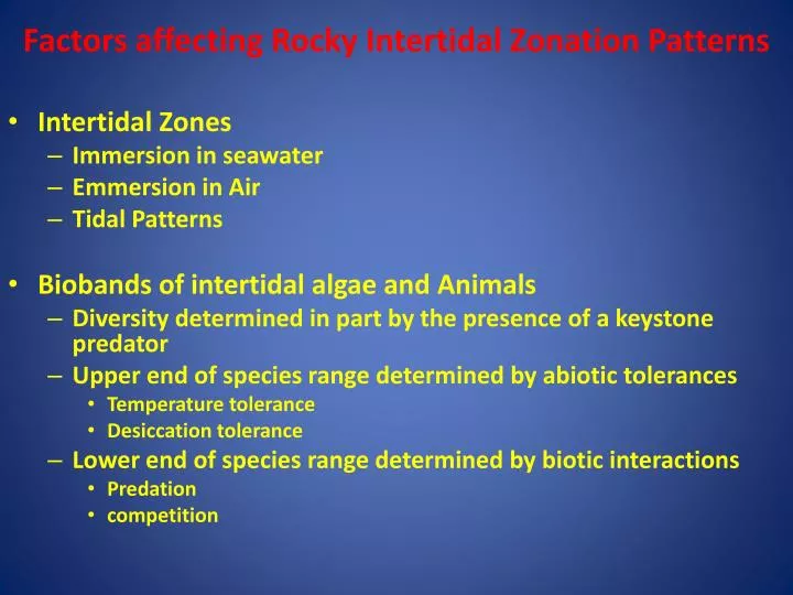 factors affecting rocky intertidal zonation patterns