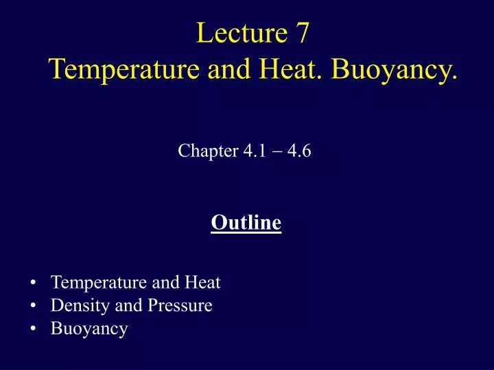 lecture 7 temperature and heat buoyancy