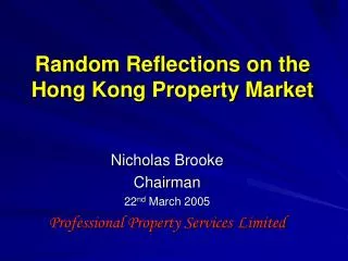 Random Reflections on the Hong Kong Property Market