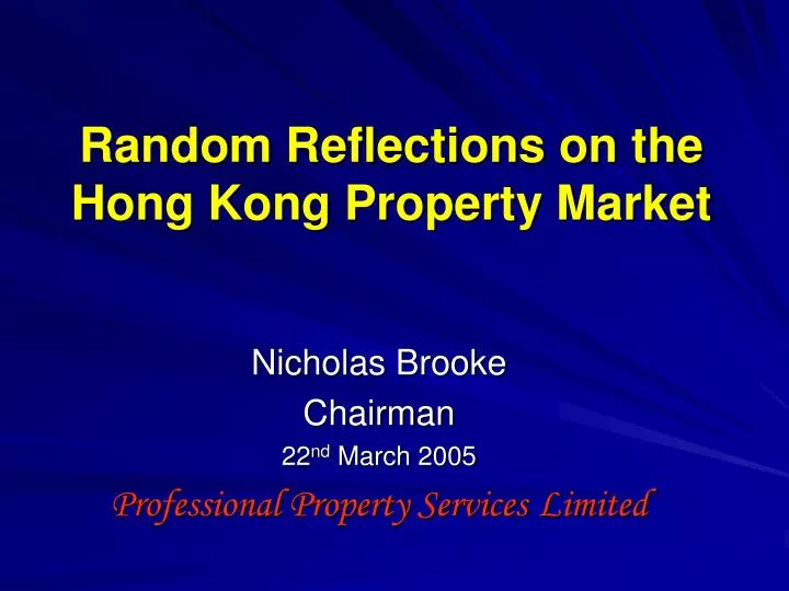random reflections on the hong kong property market