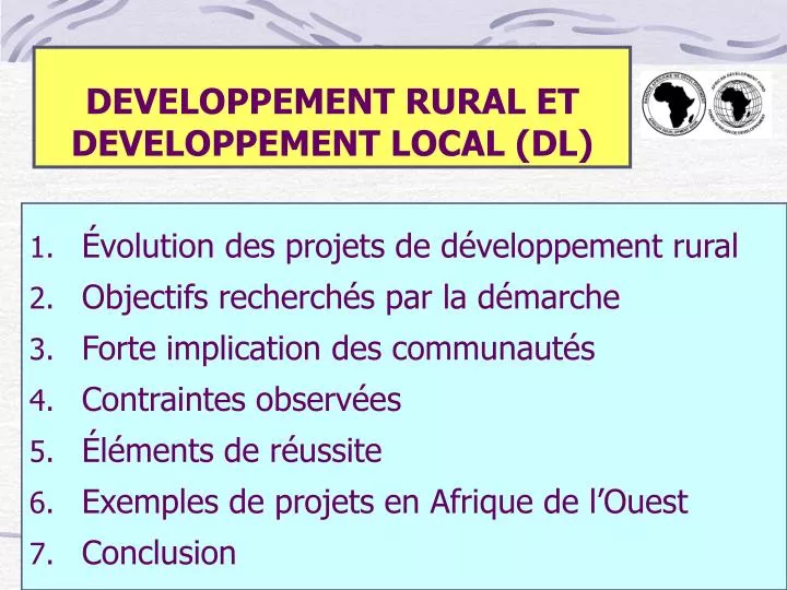developpement rural et developpement local dl