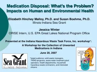 A Workshop for the Collection of Unwanted Medications in Indiana June 20, 2007