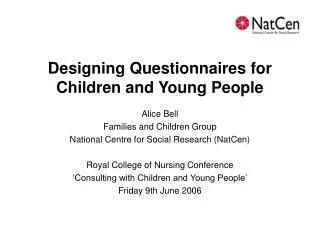 Designing Questionnaires for Children and Young People
