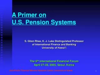 A Primer on U.S. Pension Systems