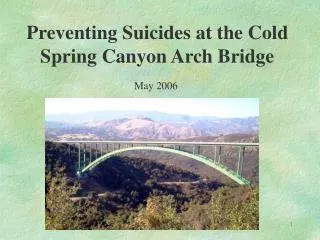 Preventing Suicides at the Cold Spring Canyon Arch Bridge