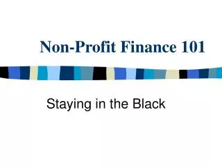 Non-Profit Finance 101