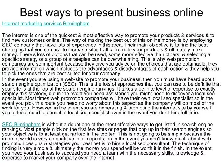 best ways to present business online