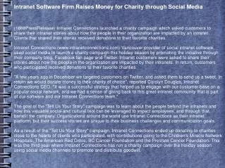 Intranet Software Firm Raises Money for Charity through Soci