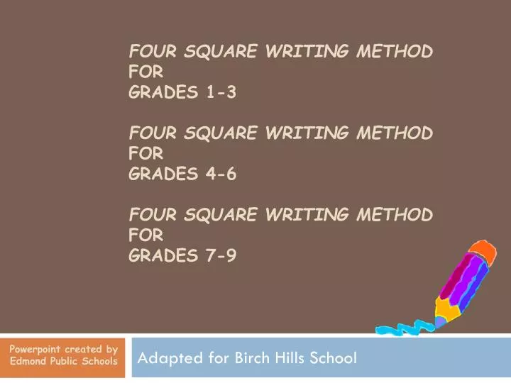 PPT - Four Square Writing Method for Grades 1-3 Four Square