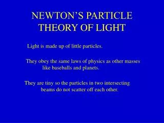NEWTON’S PARTICLE THEORY OF LIGHT