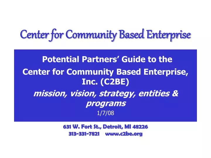 center for community based enterprise