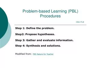 Problem-based Learning (PBL) Procedures OSU ITLE