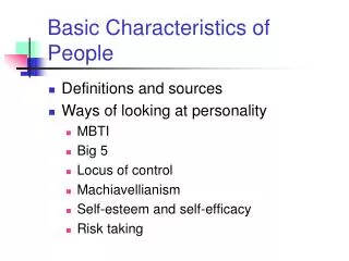 Basic Characteristics of People