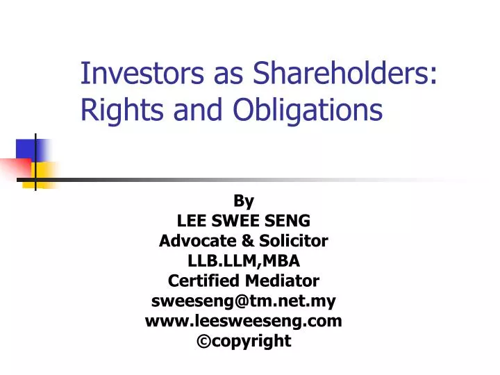 investors as shareholders rights and obligations