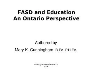 FASD and Education An Ontario Perspective