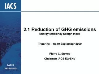 2.1 Reduction of GHG emissions Energy Efficiency Design Index