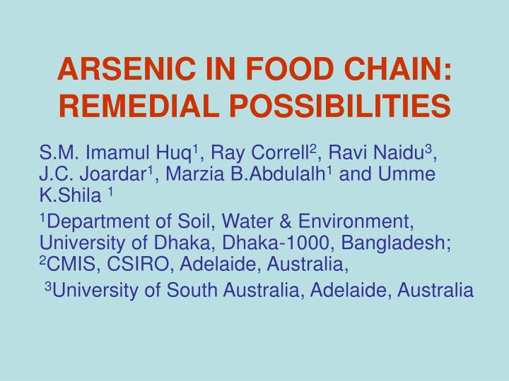 arsenic in food chain remedial possibilities