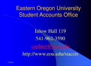 Eastern Oregon University Student Accounts Office