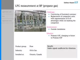 LPG measurement at BP (propane gas)