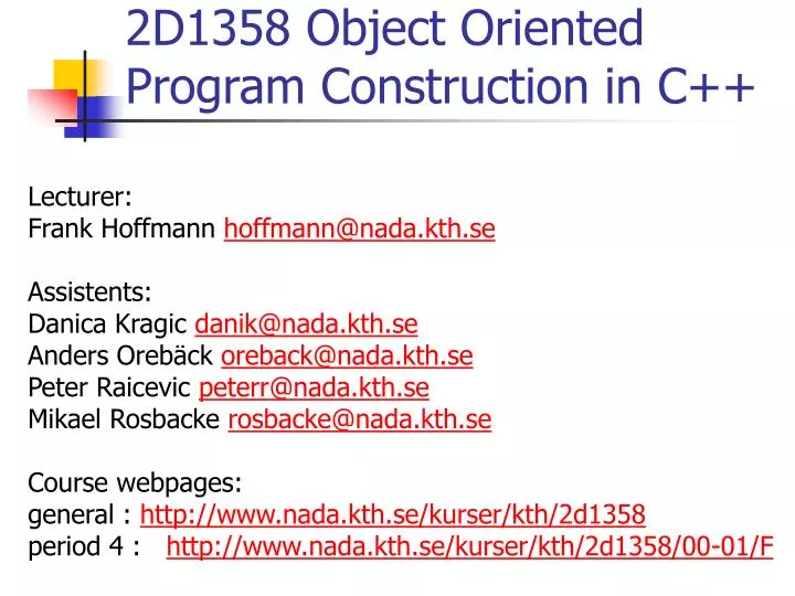 2d1358 object oriented program construction in c