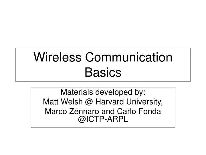 wireless communication basics