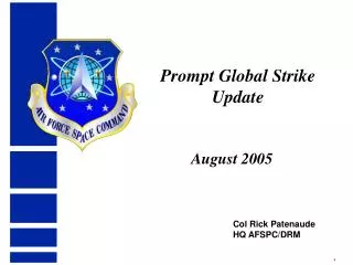 Prompt Global Strike Update