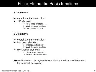 Finite Elements: Basis functions