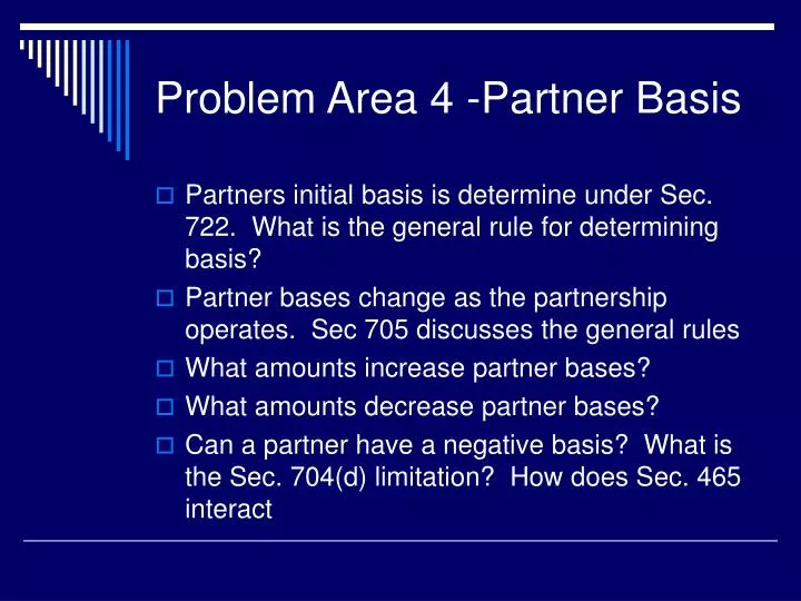 problem area 4 partner basis