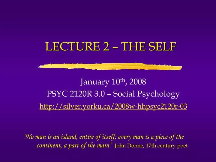 lecture 2 the self