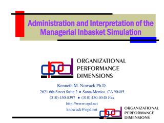 Administration and Interpretation of the Managerial Inbasket Simulation