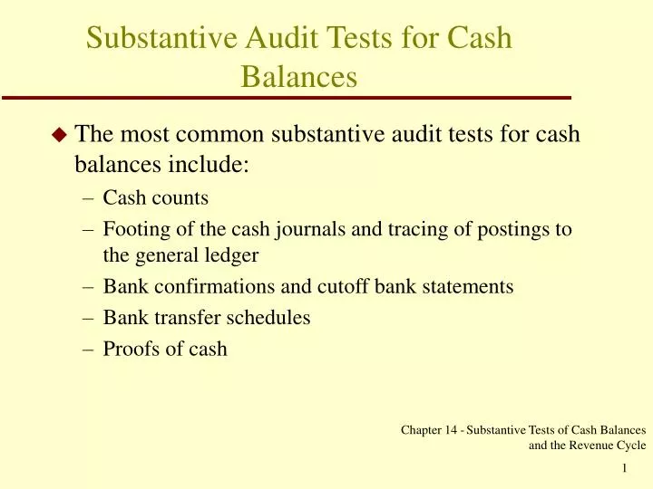 substantive audit tests for cash balances