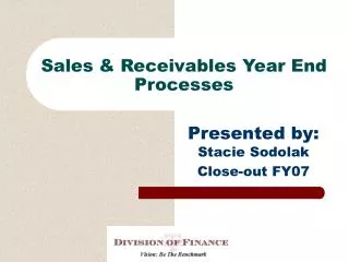 Sales &amp; Receivables Year End Processes