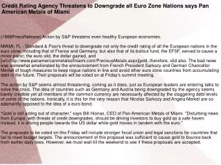 Credit Rating Agency Threatens to Downgrade all Euro Zone Na