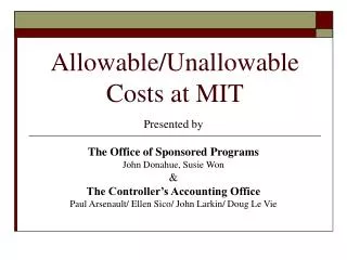 Allowable/Unallowable Costs at MIT