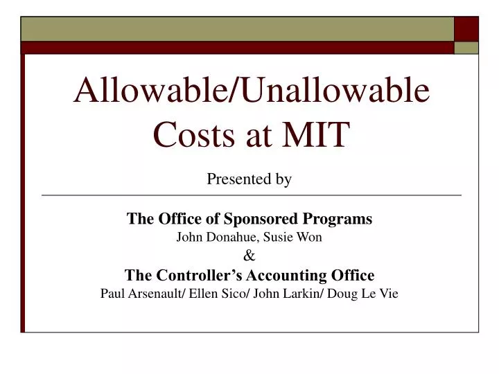 allowable unallowable costs at mit