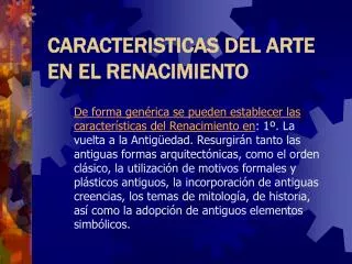 CARACTERISTICAS DEL ARTE EN EL RENACIMIENTO