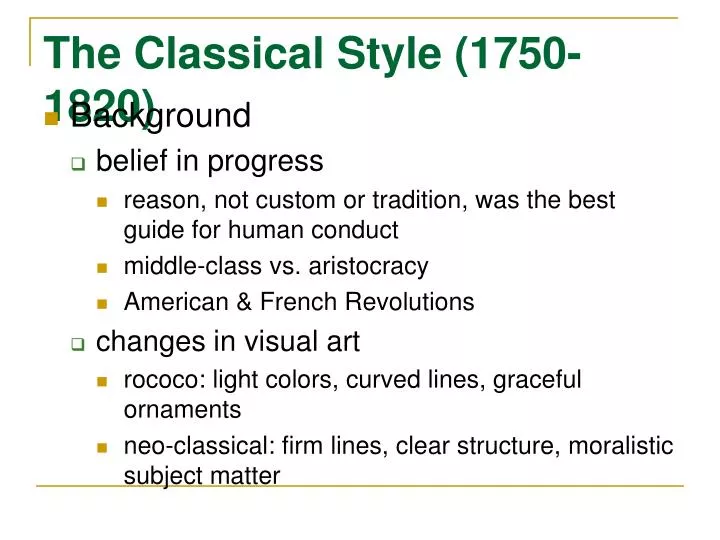 the classical style 1750 1820