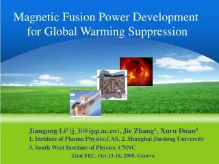 Magnetic Fusion Power Development for Global Warming Suppression