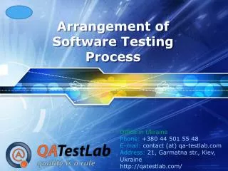 Arrangement of Software Testing Process