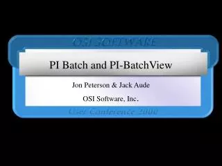 PI Batch and PI-BatchView